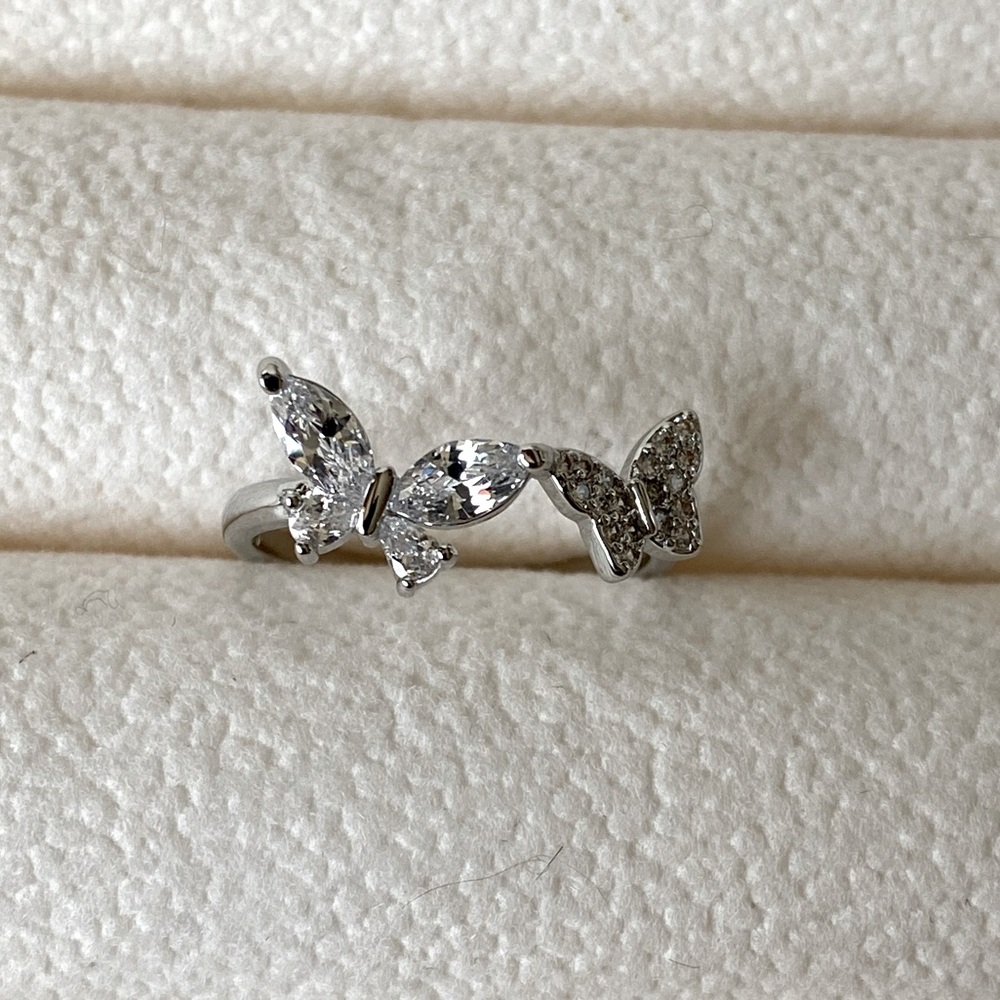 925 Sterling silver cz butterfly ring